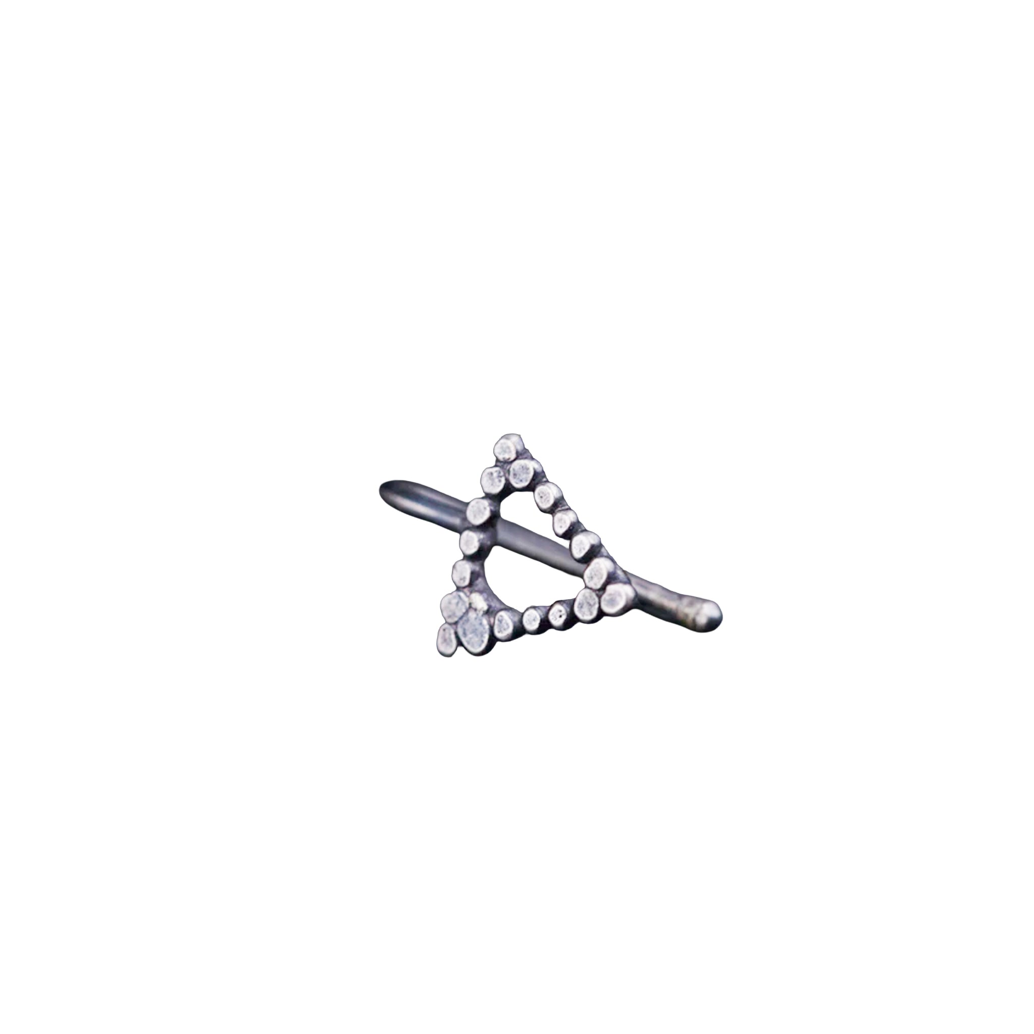 Hammered Silver Triangle Shaped Nose pin (Clip on)