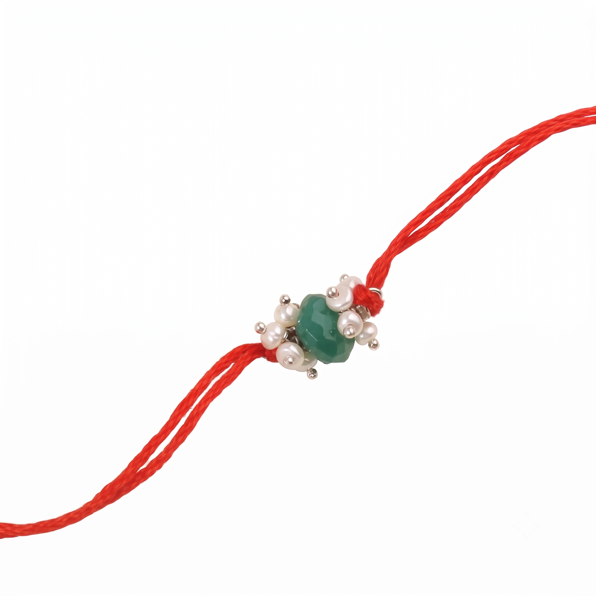 Green Onyx & Pearl Bunch Rakhi (Project Handmade)