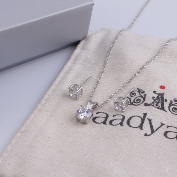 Silver CZ Round Shape Set