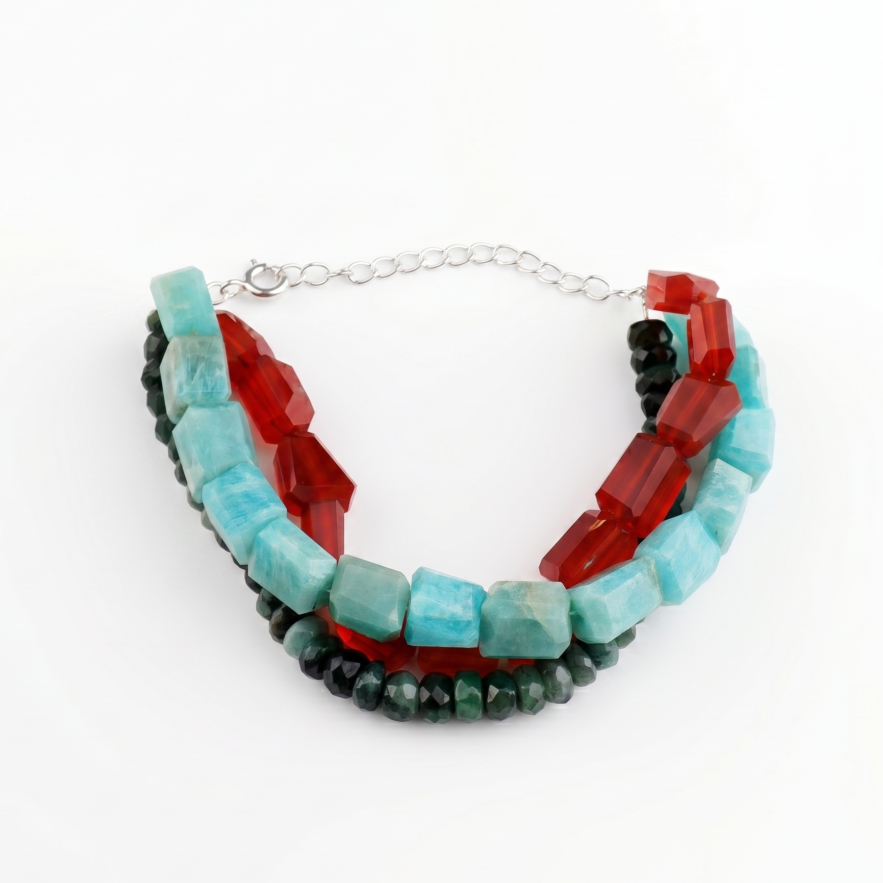 Carnelian, Amazonite & Opal Silver Bracelet (Project Handmade)