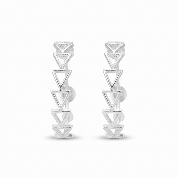 Filigree Silver Hoops (Triangle)