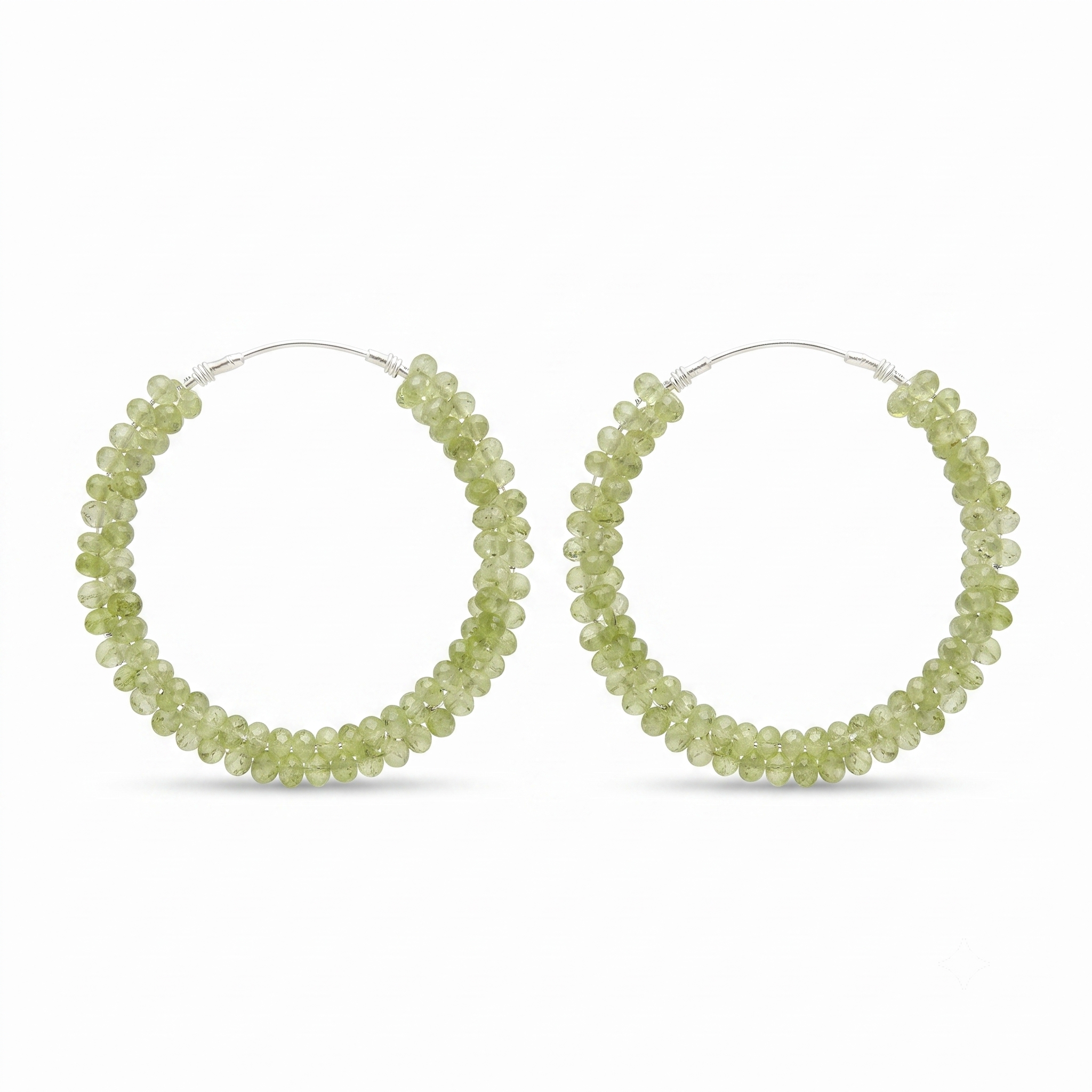 Silver Peridot Hoops