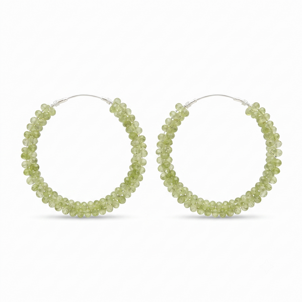 Silver Peridot Hoops