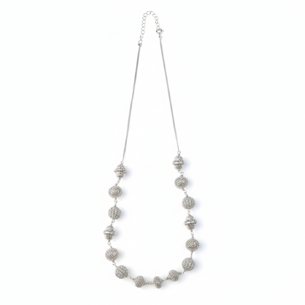 Carved Bead Necklace | 92.5 Sterling Silver