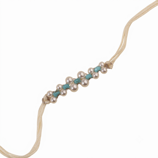 Handmade Turquoise and Pearl Rakhi