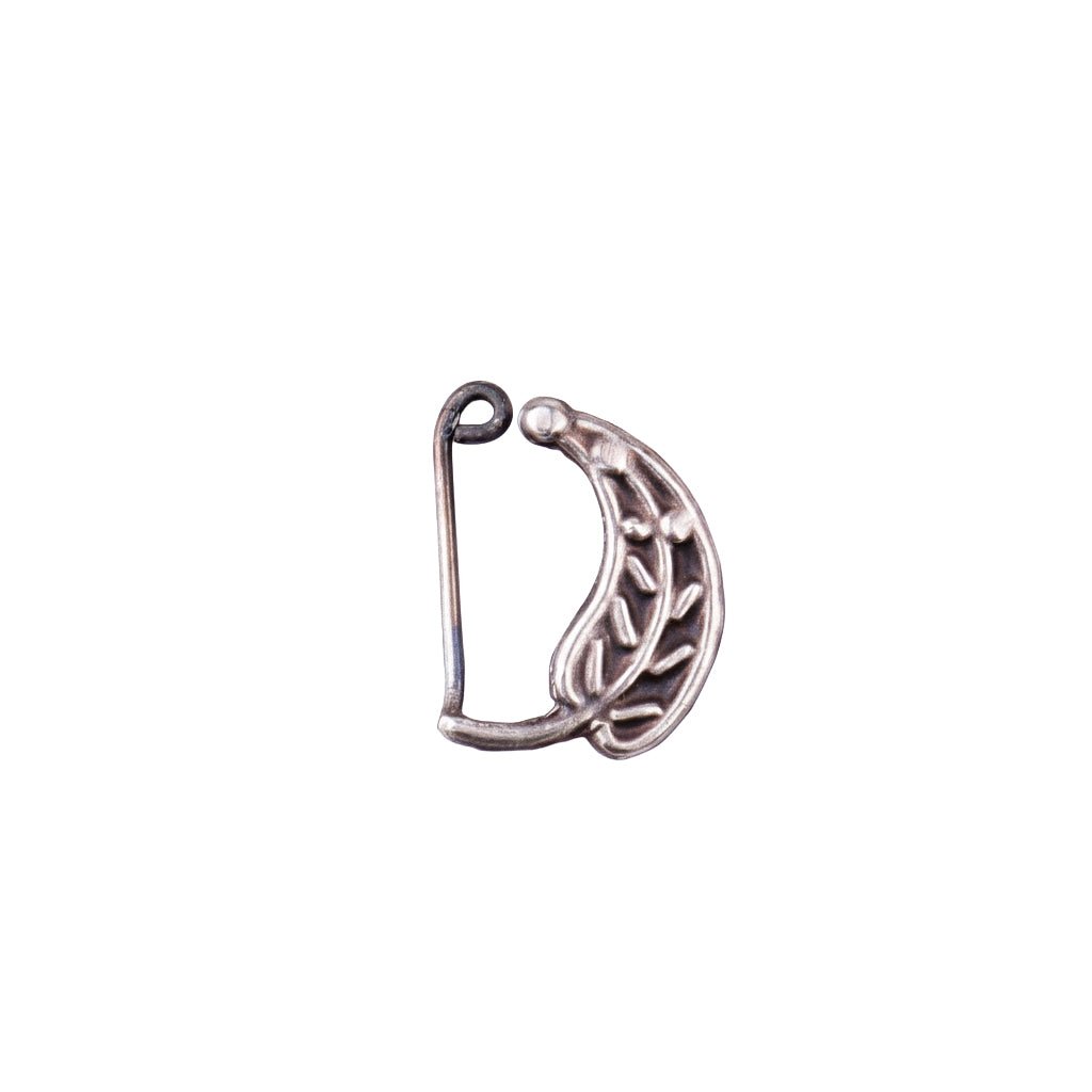 Silver leaf nath left clip on in 92.5 sterling silver