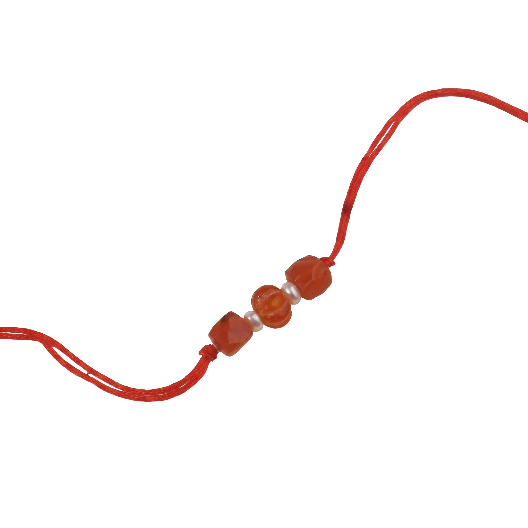 Carnelian & Freshwater Pearl Rakhi (Project Handmade)