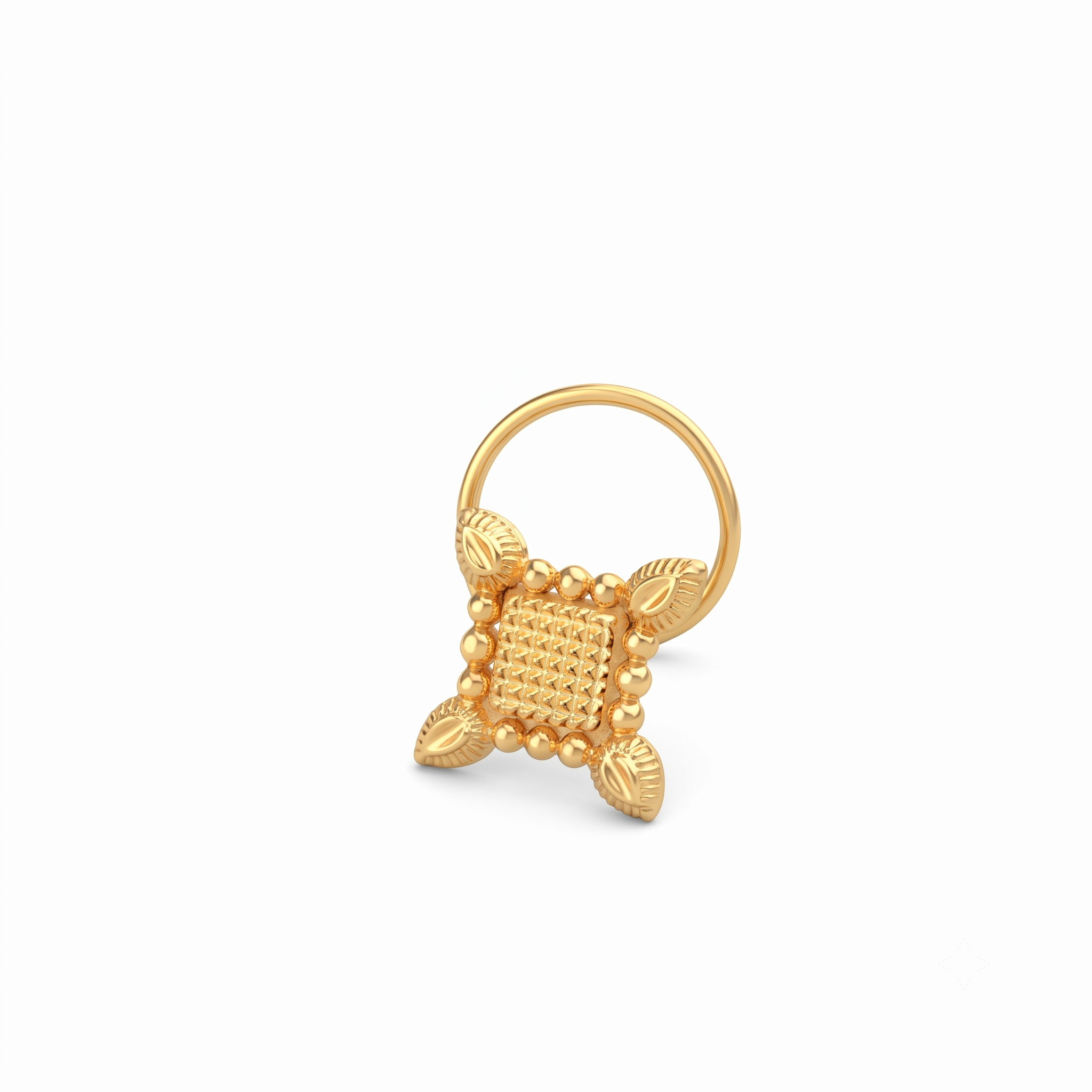 Square Drop Nose pin (Gold Plated, Pierced)