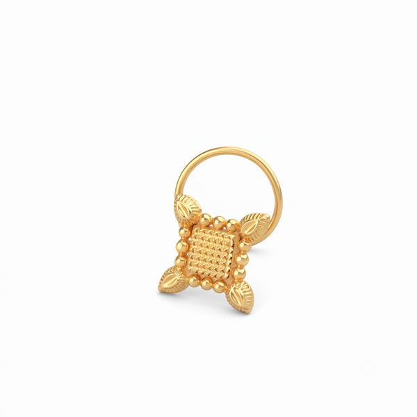 Square Drop Nose pin (Gold Plated, Pierced)