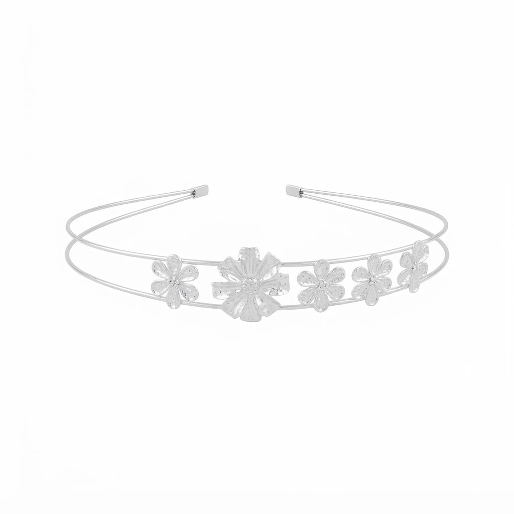Silver Gulbahaar Flower Hairband