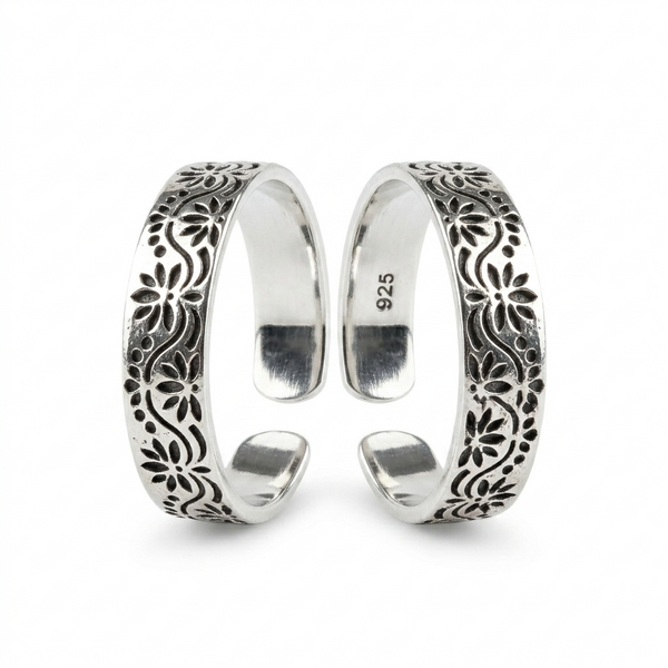 Petals Band Silver Toe Ring