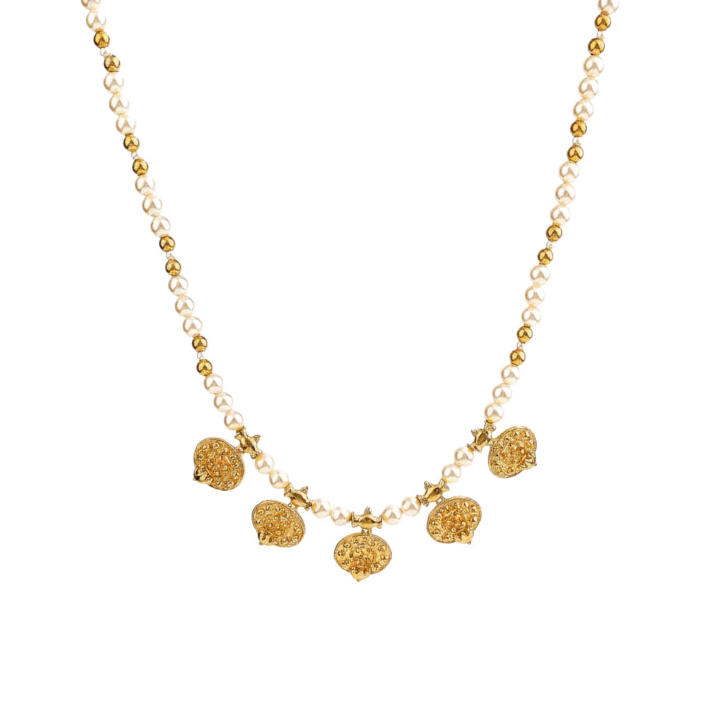 Taait saaj motif necklace 22K gold plated in 92.5 sterling silver
