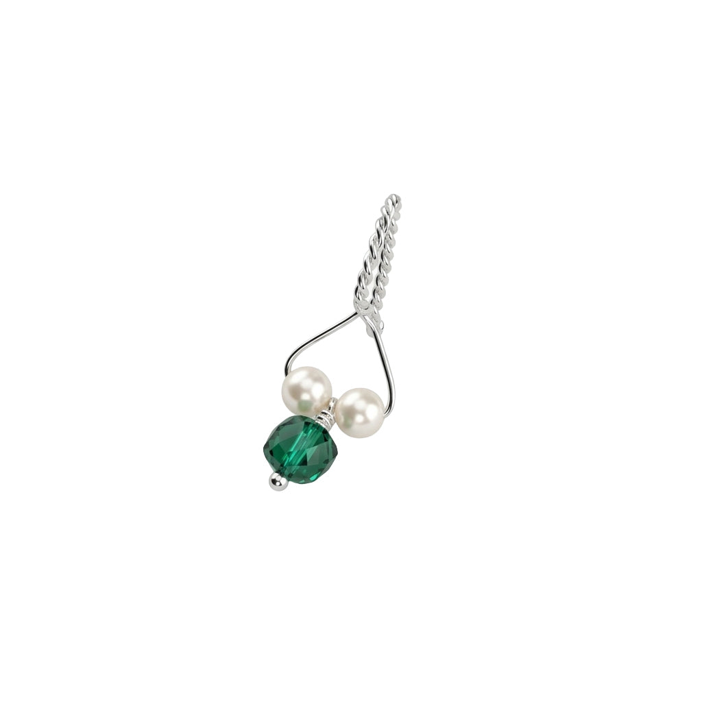 Silver Bhikbali with Square Green Onyx (Clip-On)
