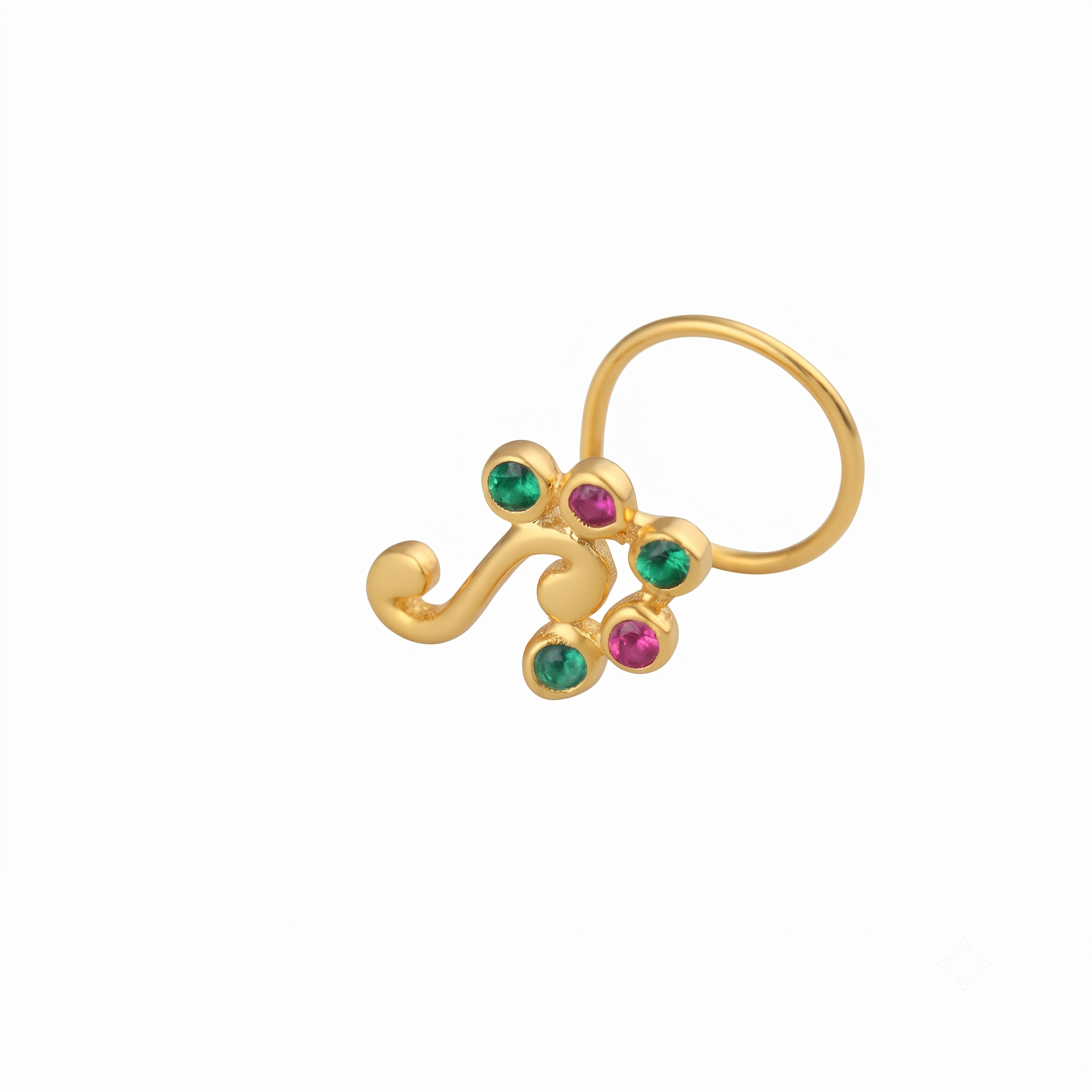 Silver Nakshatra Nose pin (Pierced, Gold Plated)
