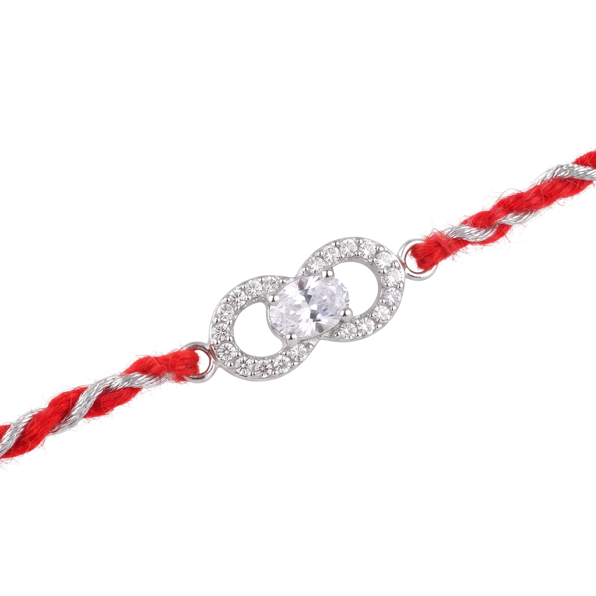 Oval Infinity Silver CZ Rakhi