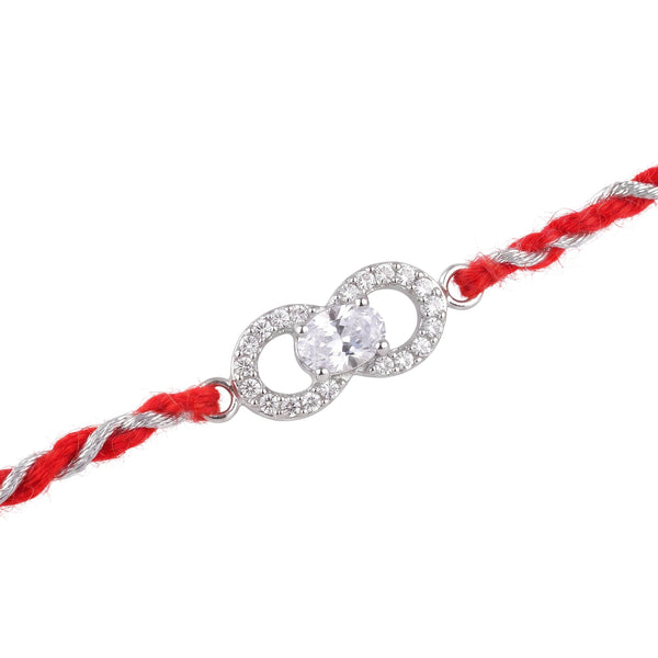Oval Infinity Silver CZ Rakhi