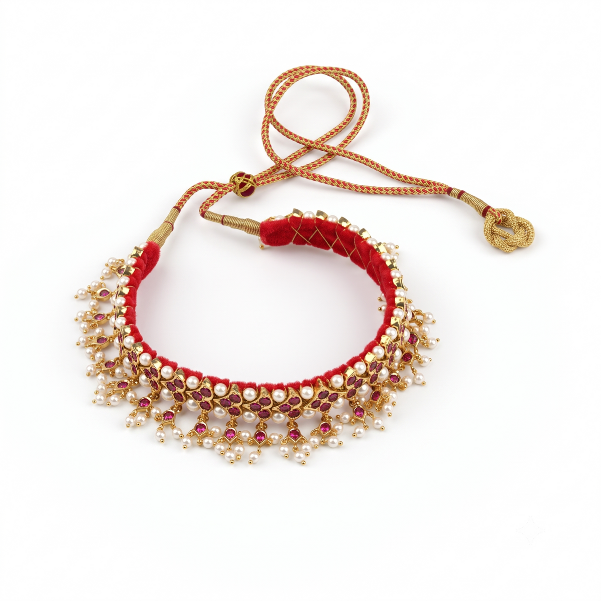 22K Gold Plated Fashion Pink Stone Chinchpeti
