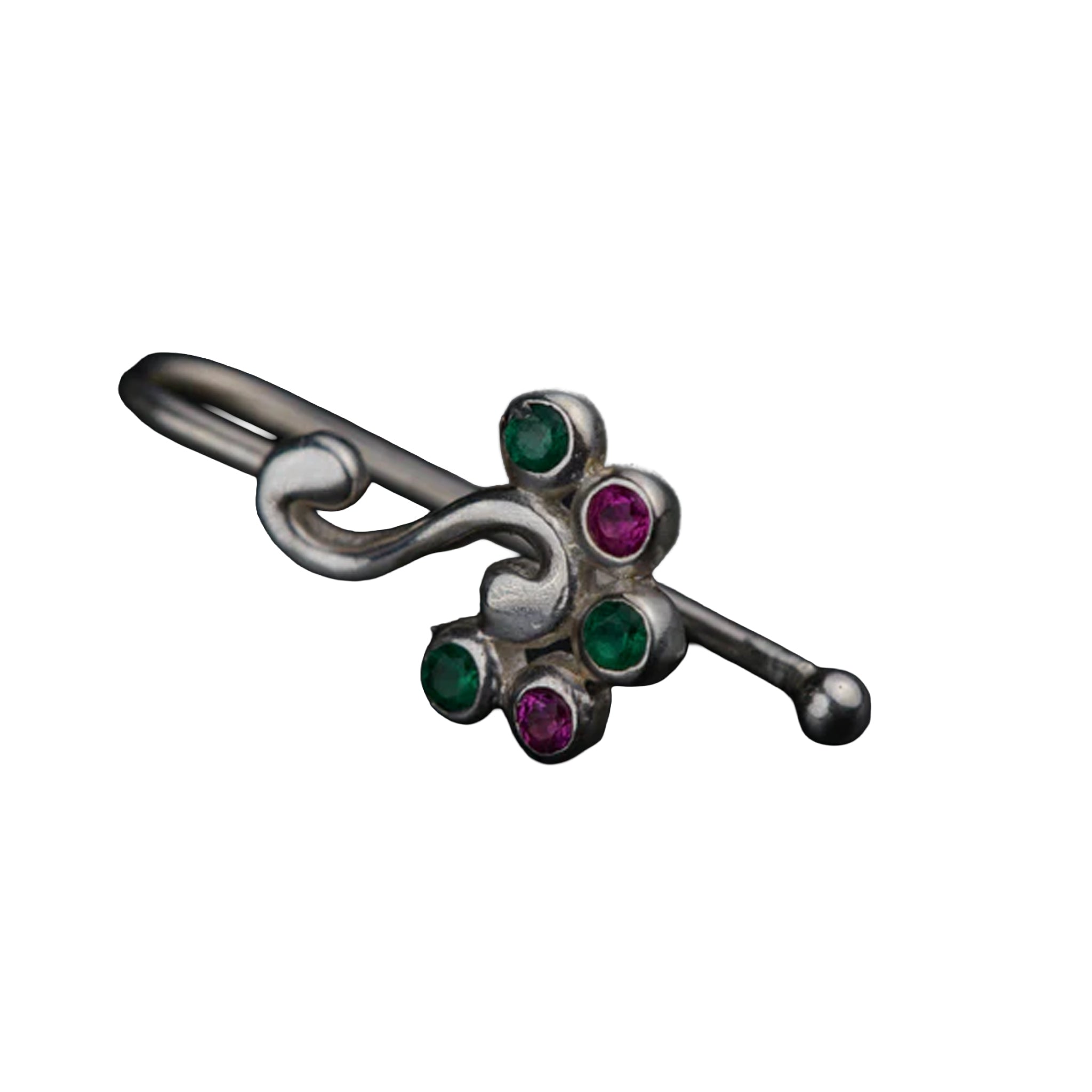 Silver Nakshatra Nose pin (Clip on)
