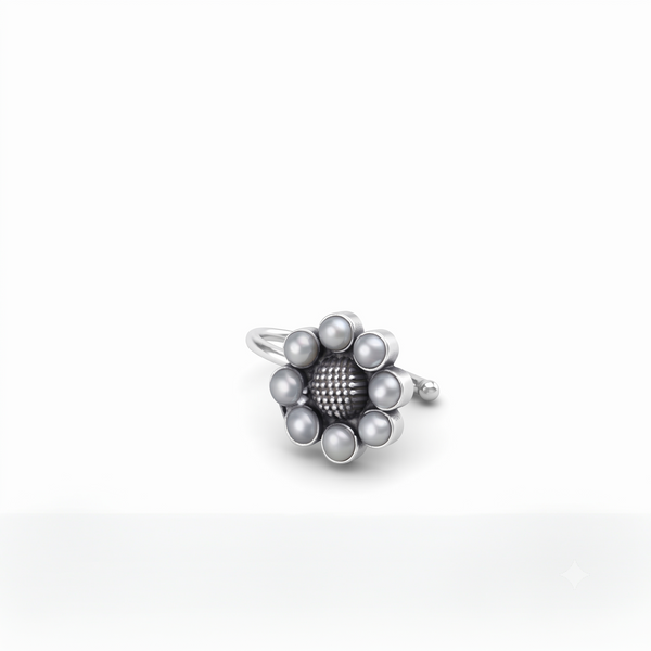 Pearl Flower Nose pin (Clip on)