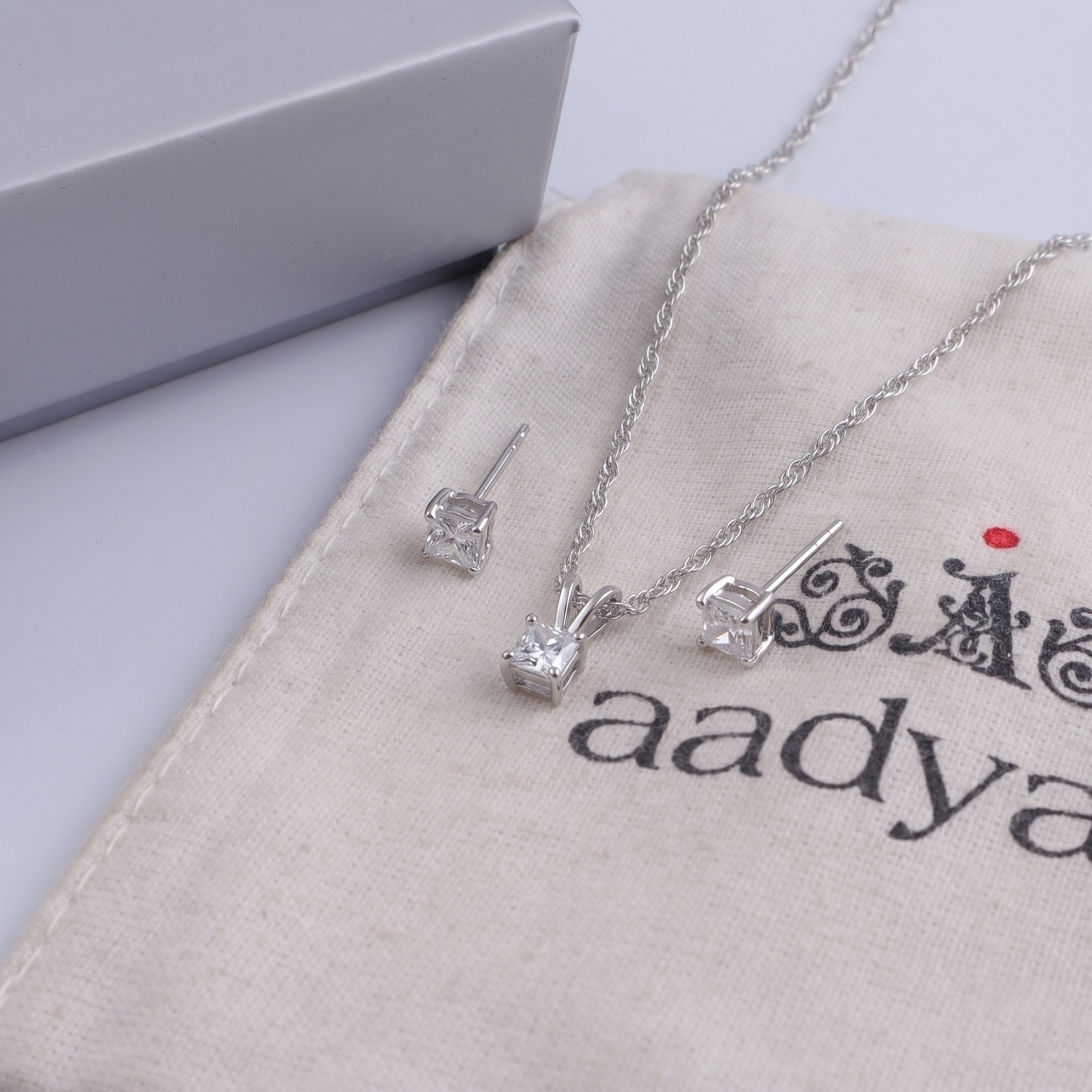 Silver CZ Tiny Round Shape Set