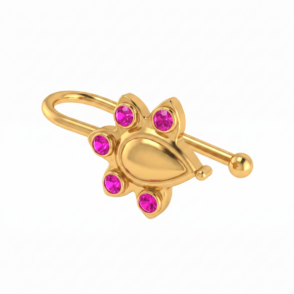 Silver Nakshatra Nose pin (Clip on, Gold Plated)