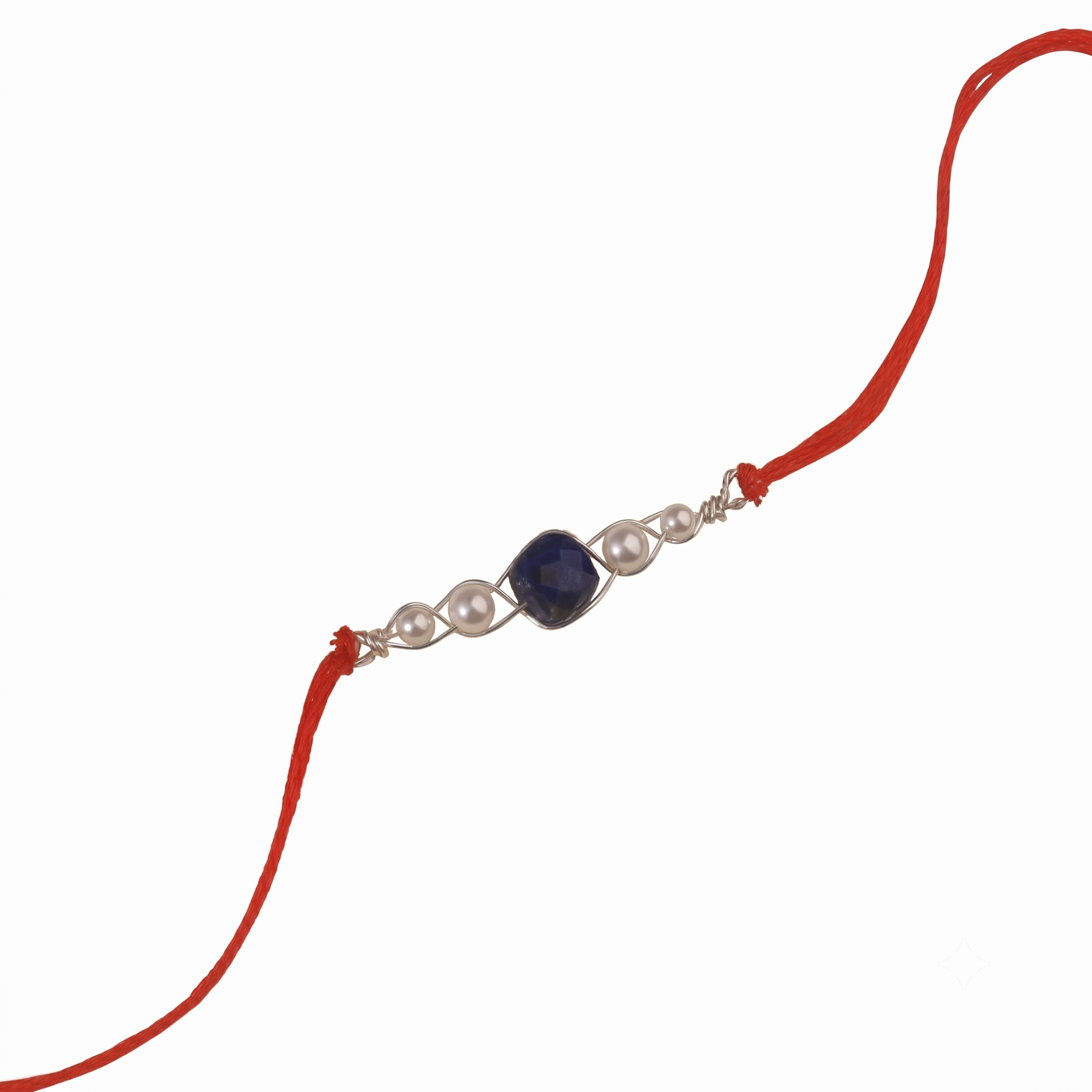 Lapis Lazuli & Pearl Wrapped Rakhi (Project Handmade)