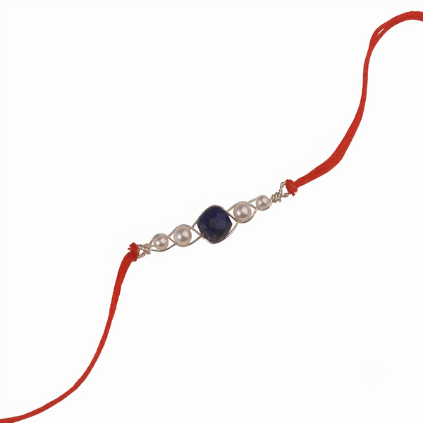 Lapis Lazuli & Pearl Wrapped Rakhi (Project Handmade)