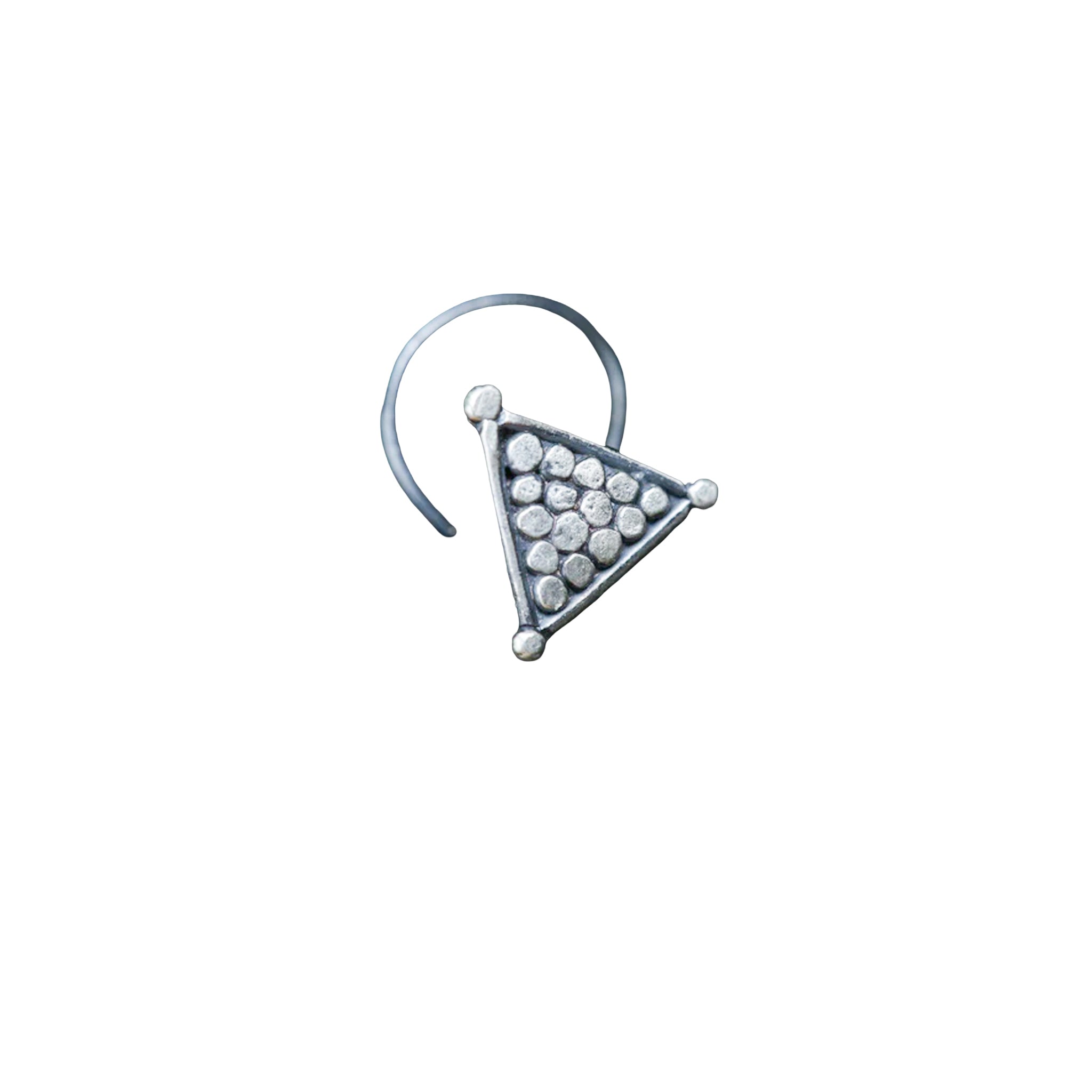 Hammered Silver Triangle Shaped Nose pin (Piercing)