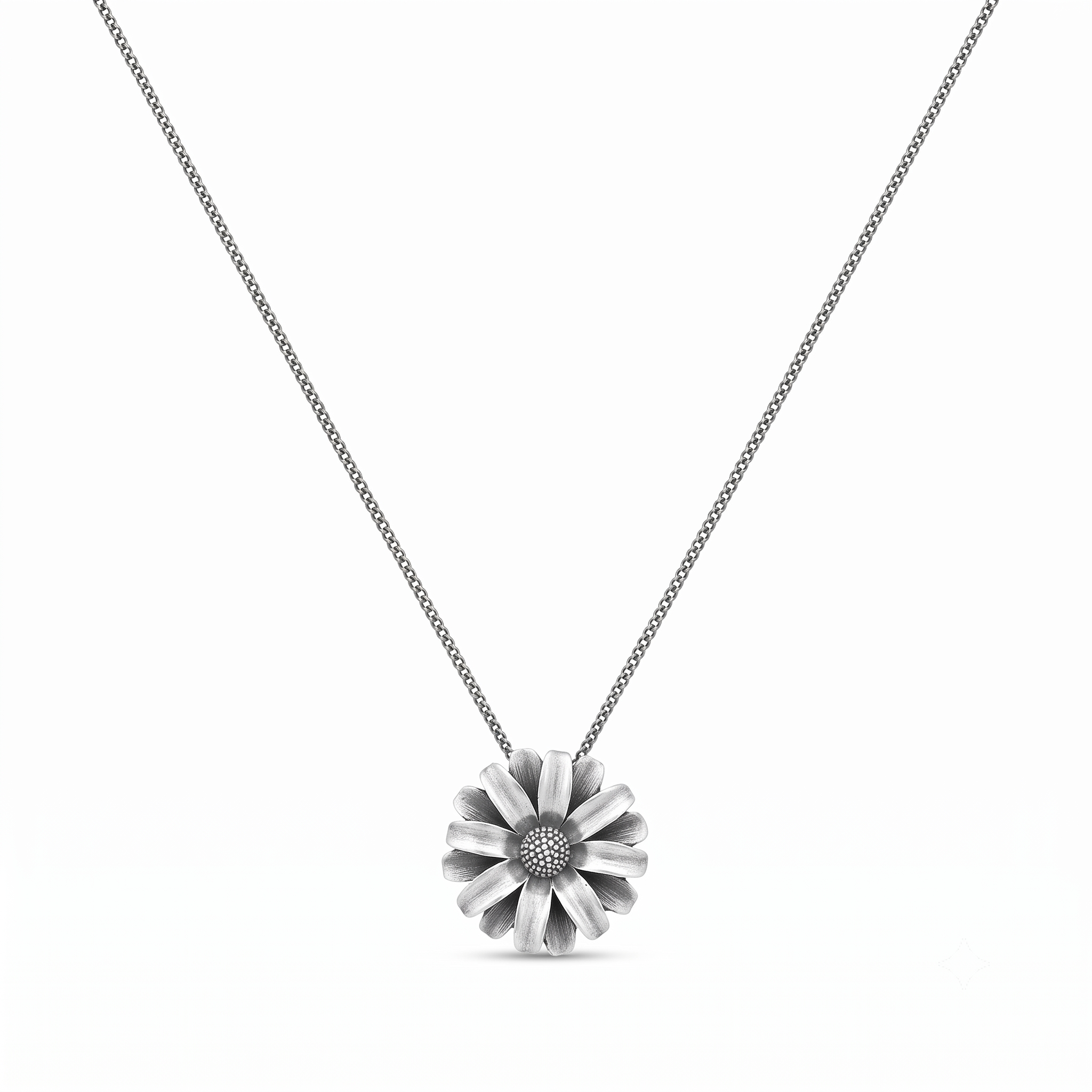 Big  Surajmukhi Phool Silver Pendant (without Chain)