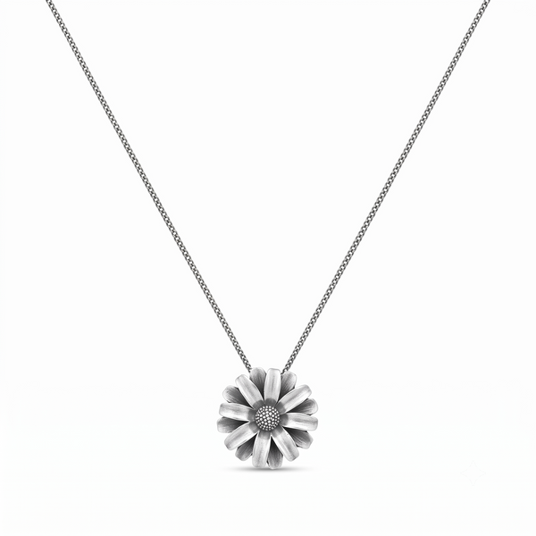 Big  Surajmukhi Phool Silver Pendant (without Chain)