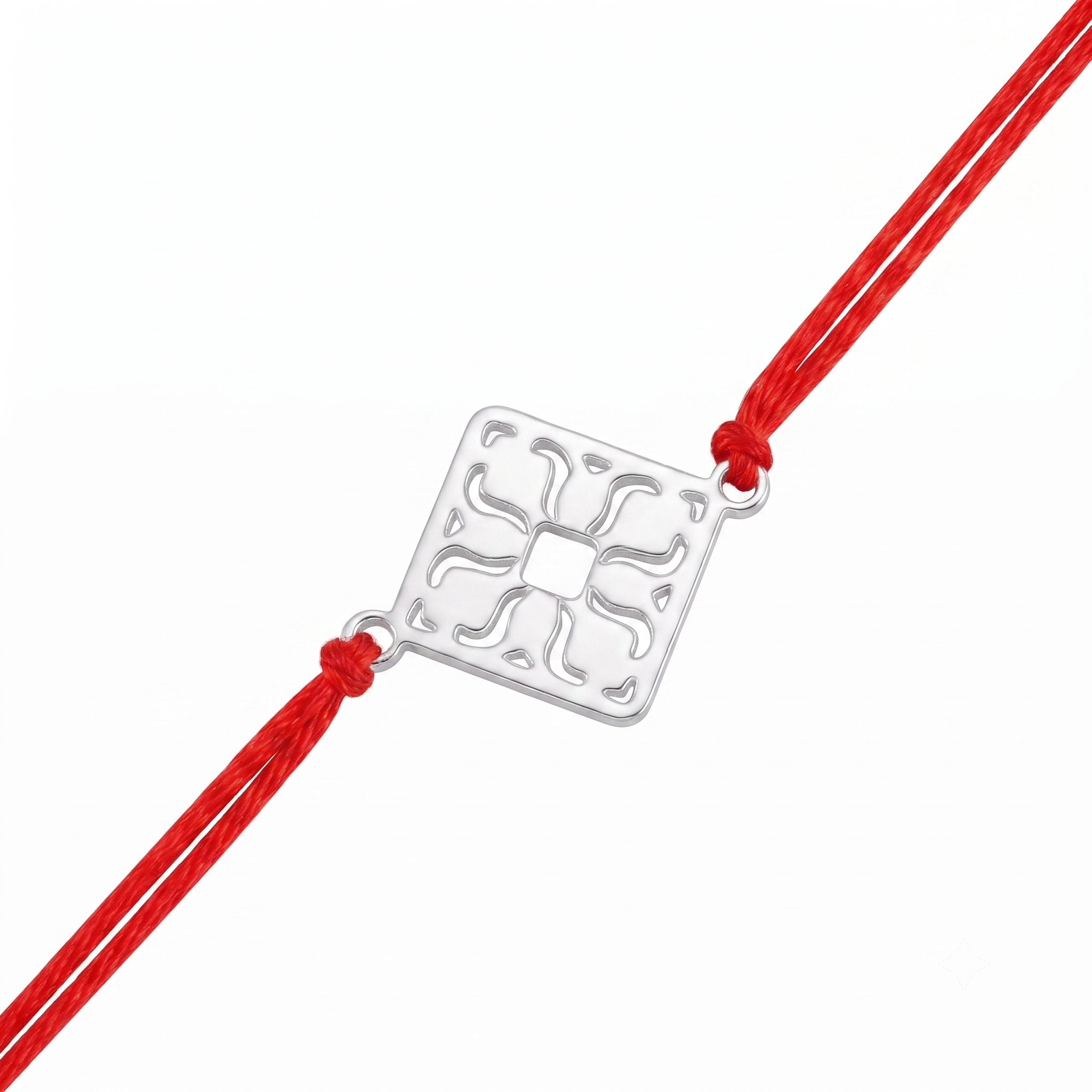 Silver Laser Cut Diamond Filigree Rakhi