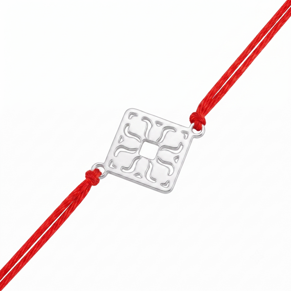 Silver Laser Cut Diamond Filigree Rakhi