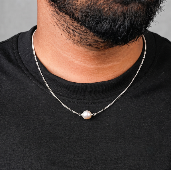 Unisex Single Pearl Chain – 8 mm Pearl | 92.5 Sterling Silver