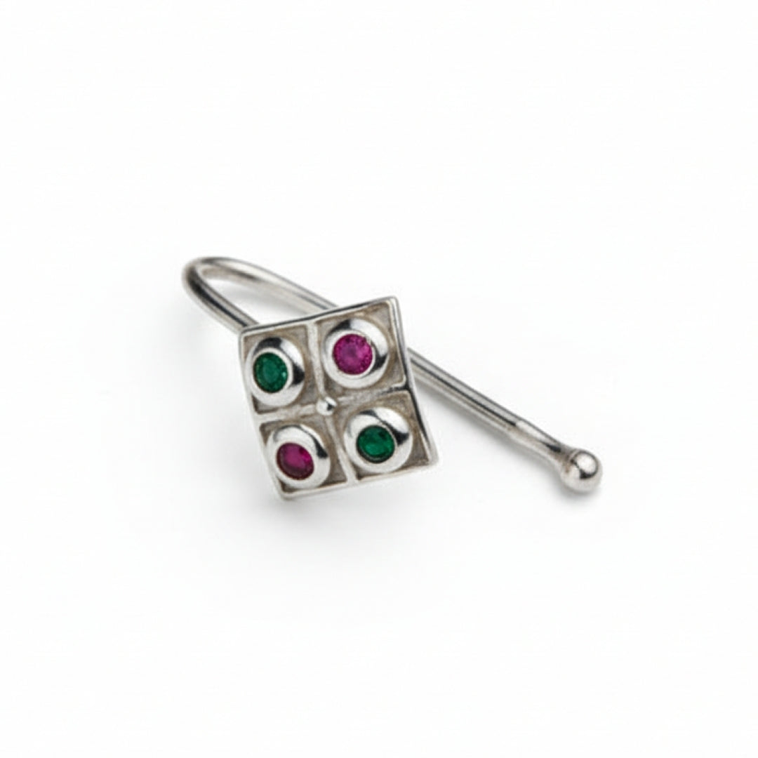 Silver Nakshatra Nose pin (Clip on)