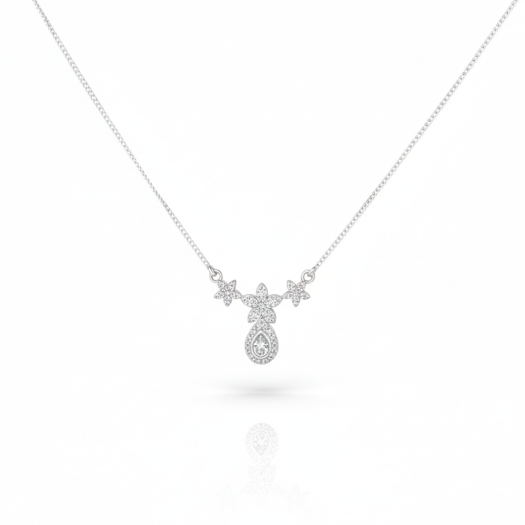 CZ Flower Drop Necklace