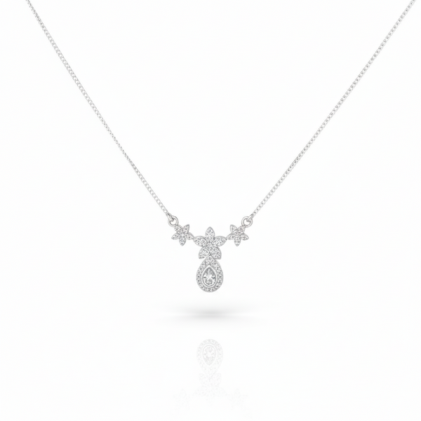 CZ Flower Drop Necklace