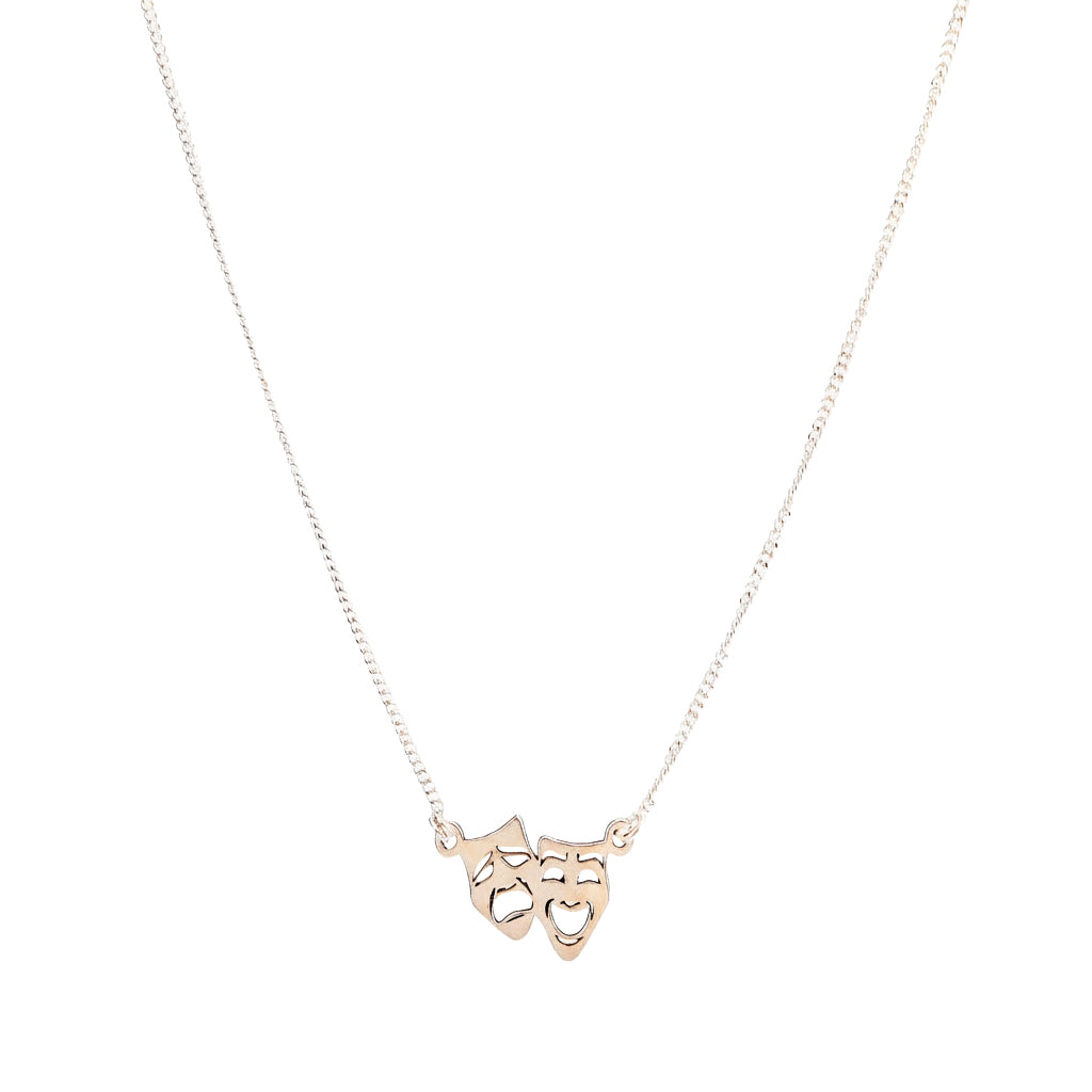 Melpomene and Thalia drama pendant small with chain in 92.5 sterling silver