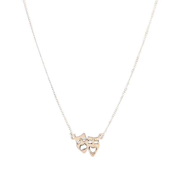 Melpomene and Thalia drama pendant small with chain in 92.5 sterling silver