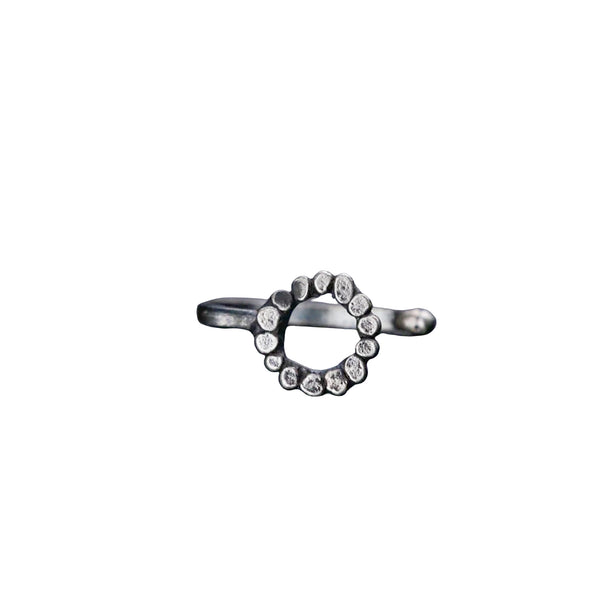 Hammered Silver Round Shaped Nose pin (Clip on)