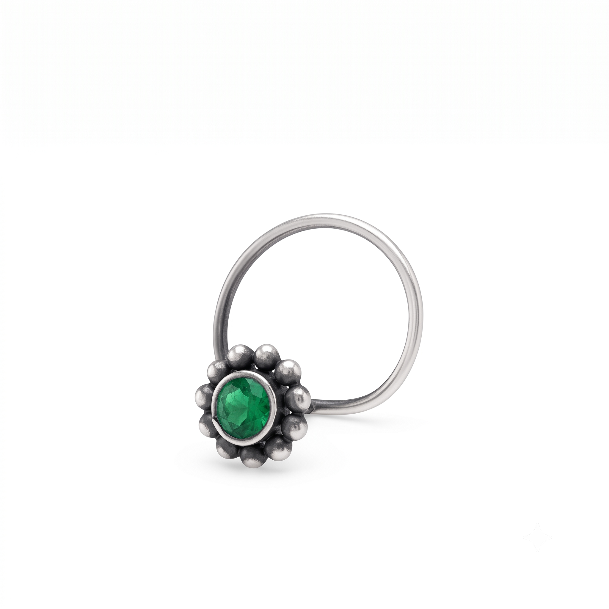 Green Stone Nose pin: Small (Pierced)