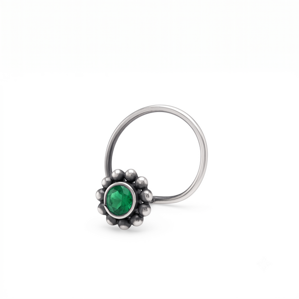 Green Stone Nose pin: Small (Pierced)
