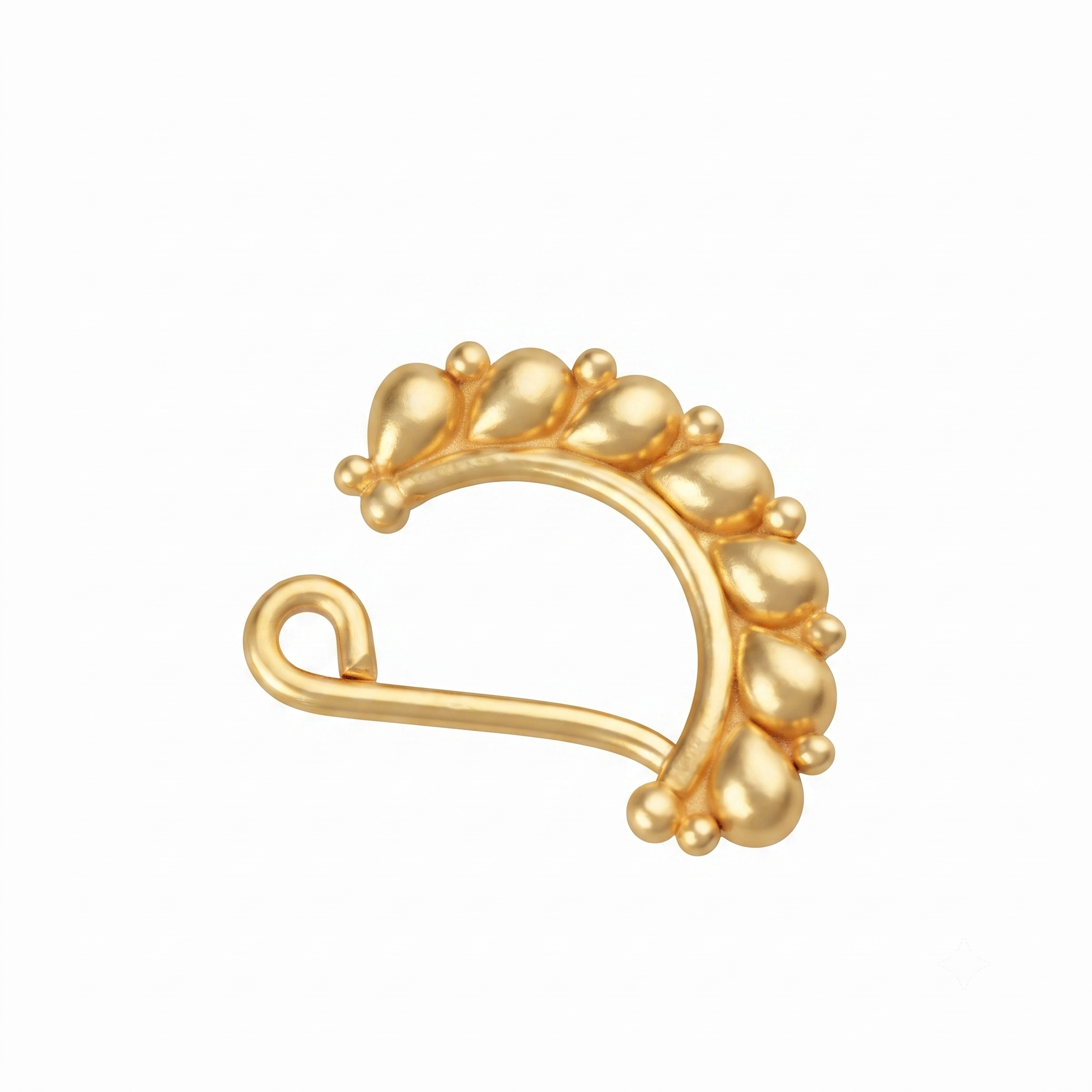 Drop Motif Nath(Left, Clip on) |  92.5 Silver | 22K Gold Plated