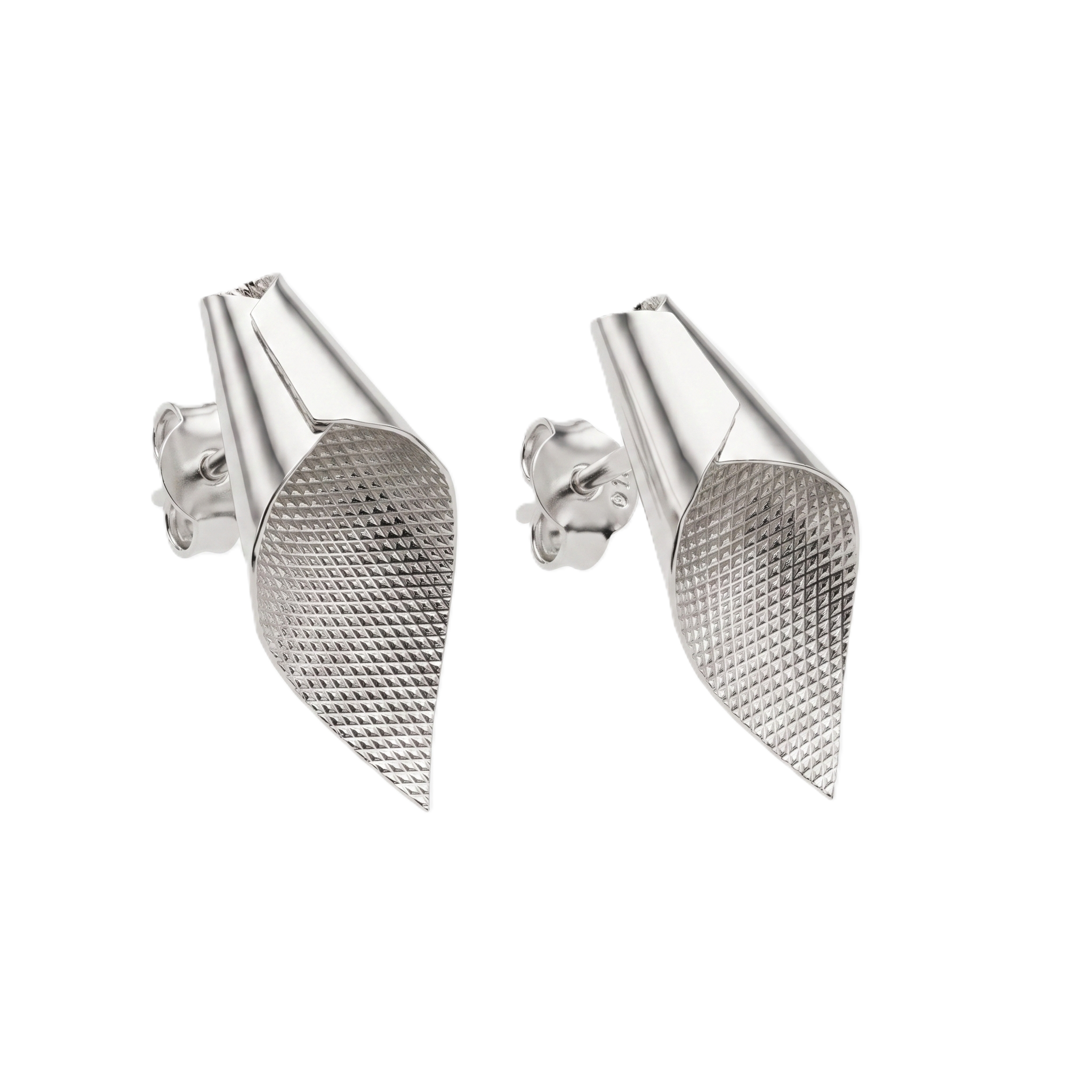 Alice-  Fold Earring ( Shiny Silver Finish )