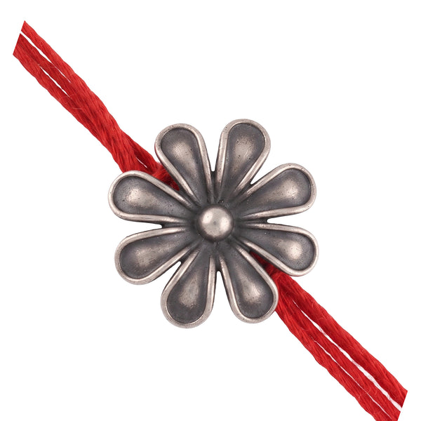 Handcrafted Silver Flower Rakhi