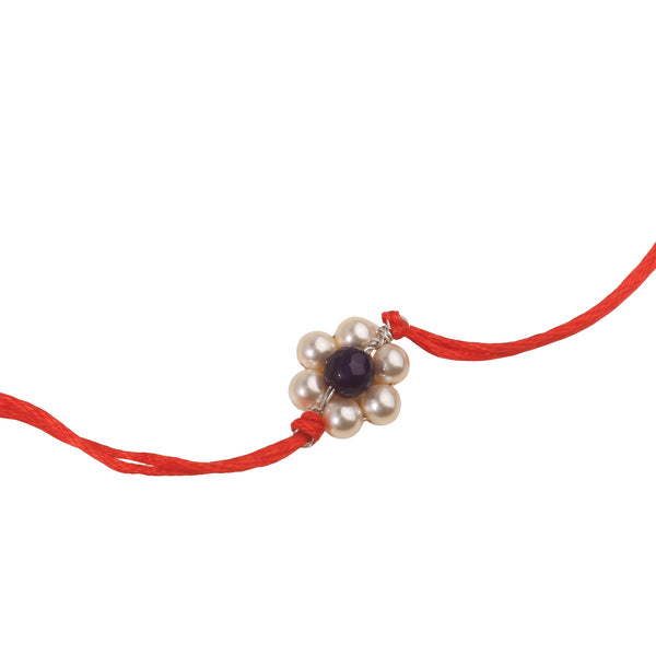 Purple Agate & Pearl Flower Rakhi (Project Handmade)