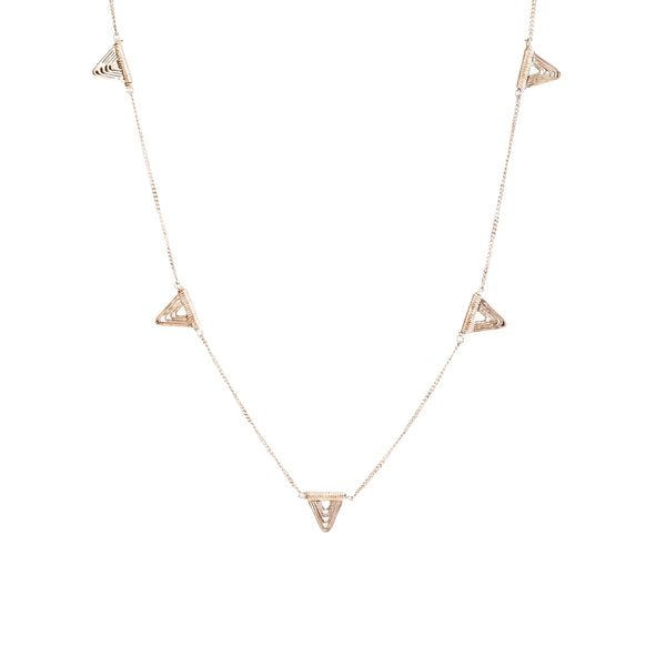 Silver spiral triangle necklace short in 92.5 sterling silver