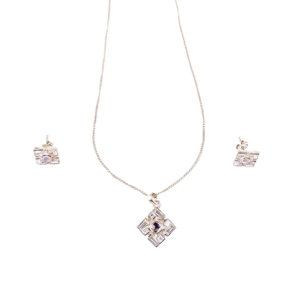 Polki earrings and pendant set with moissanite stones