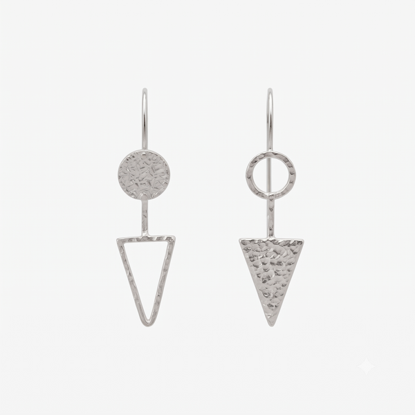 Geometric Hammered Earrings: Hook Style
