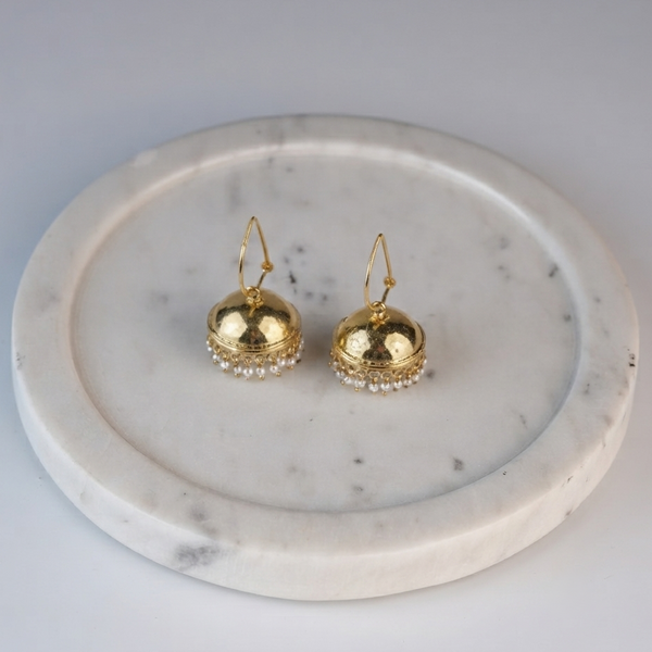 Silver Pyaari Jhumki Signature Loop Earrings | 22K Gold-Plated