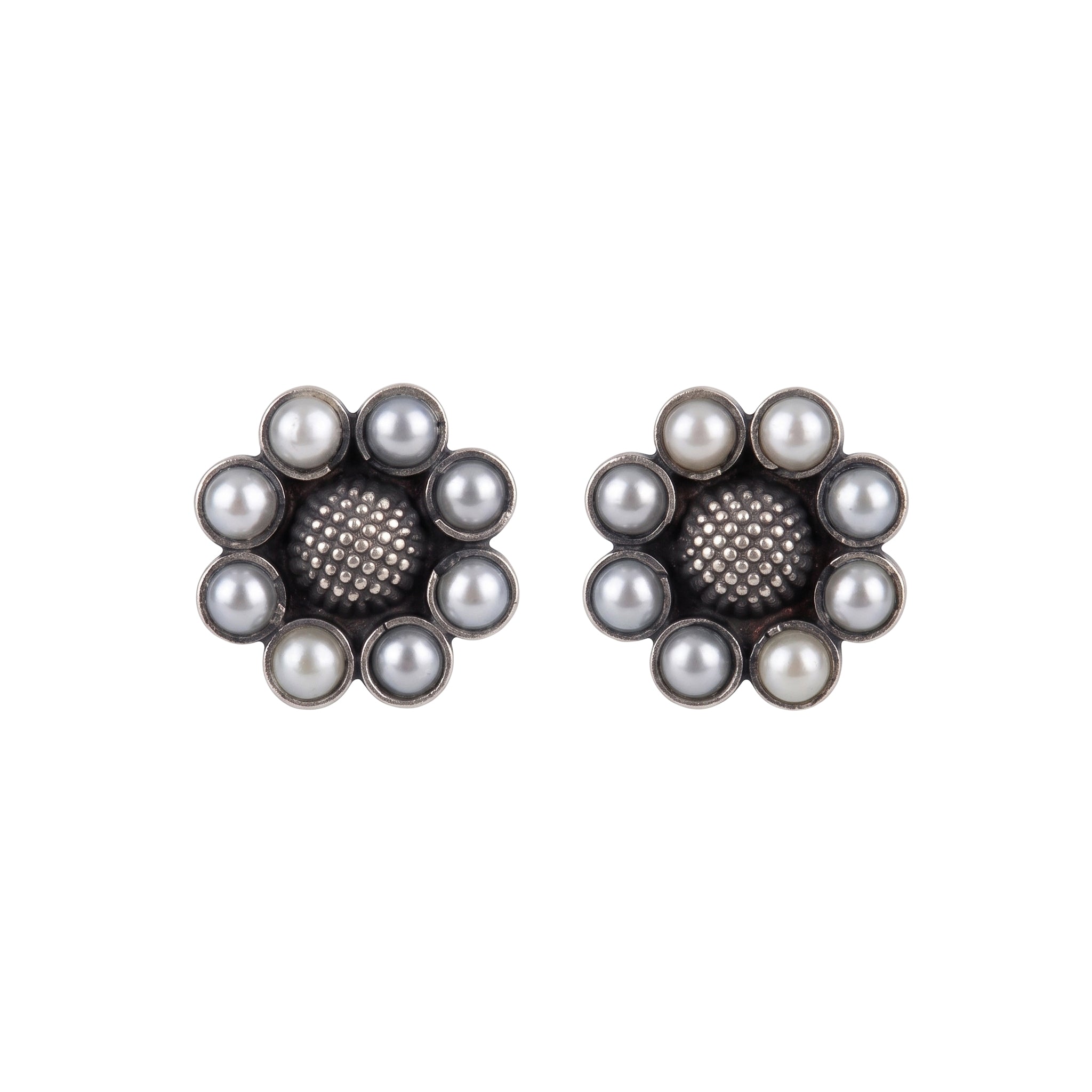 Pearl Flower Studs | 92.5 Silver